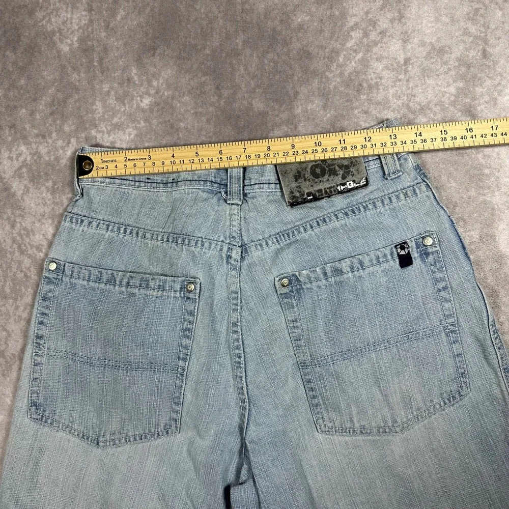 Southpole Mens Baggy Denim Shorts Distressed Blue Y2K Skater Carpenter Jorts 30